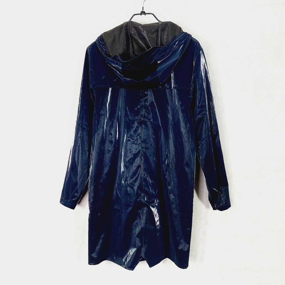 New Rains 12020 Unisex Waterproof Long Jacket In Navy P4936 - Picture 6 of 11